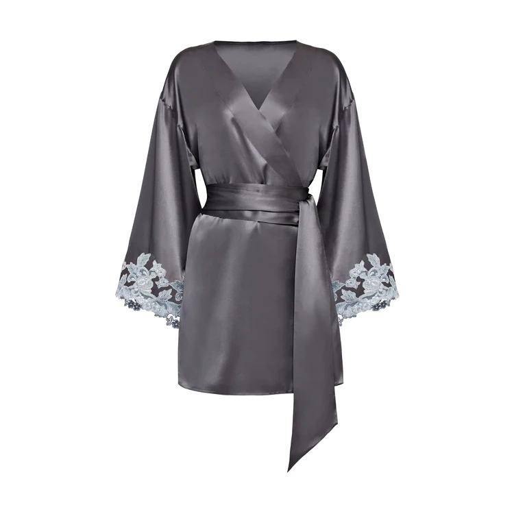 Wholesale western design high quality sexy sleepwear women lace robe short style hot sexy silk sleepwear