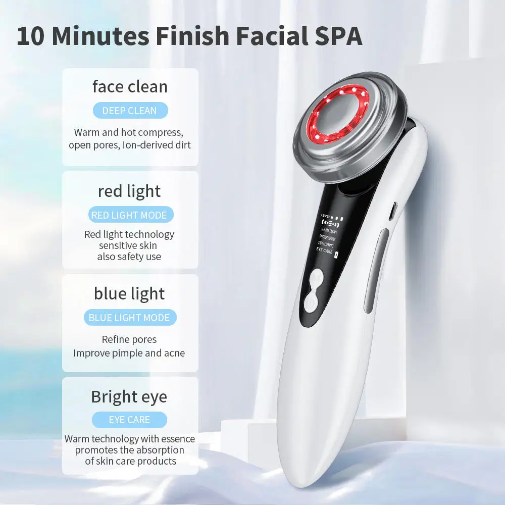2024 New Beauty Product Face Neck Care Skin Lifting Red Blue Led Light Photon Therapy Skin Tightening Face Massager Machine