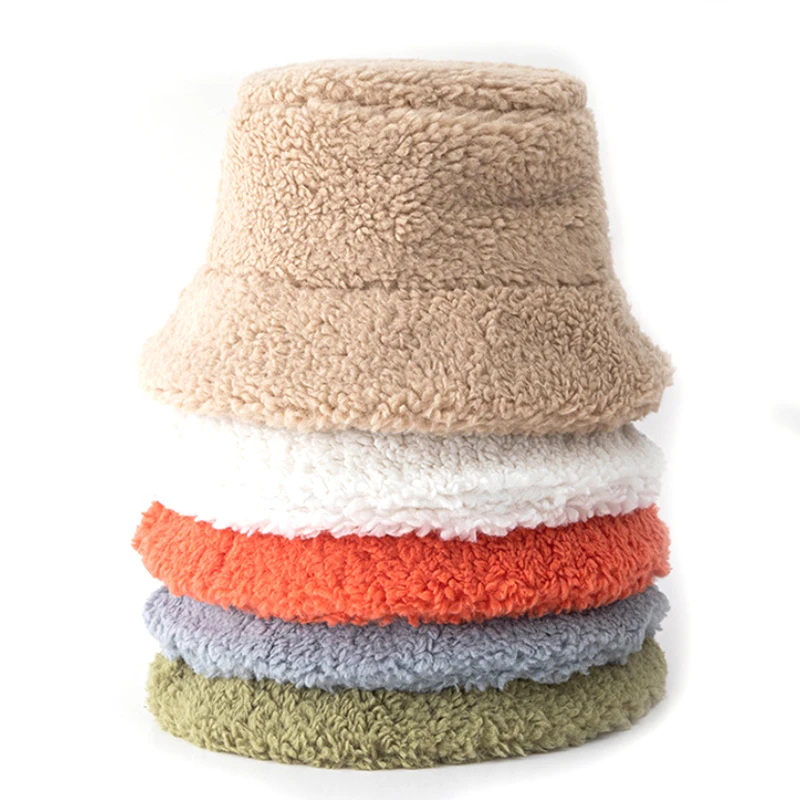 new style solid color winter sherpa camo Fleece berber  camo Fleece  bucket hat free sample