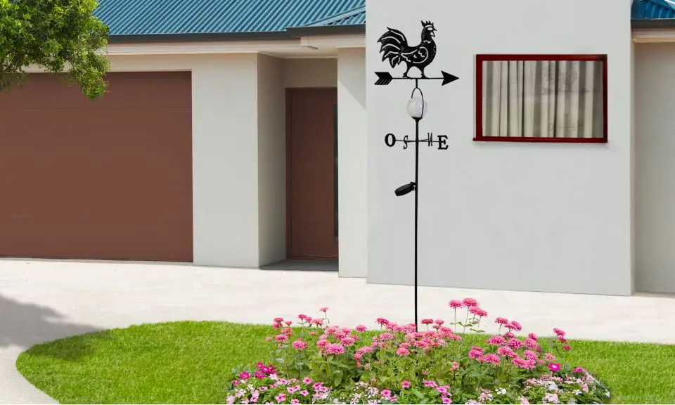 decoration garden metal animal cock solar light stake