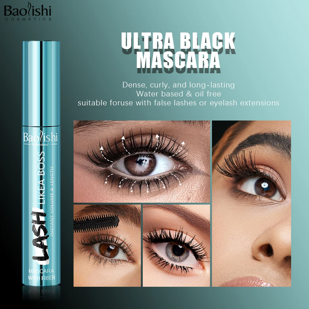 4D Black Mascara Volume Silk Fiber Mascara Thick Curly Long Eyelash Mascara Smudge-proof Eyelash Extension Eye Cosmetics