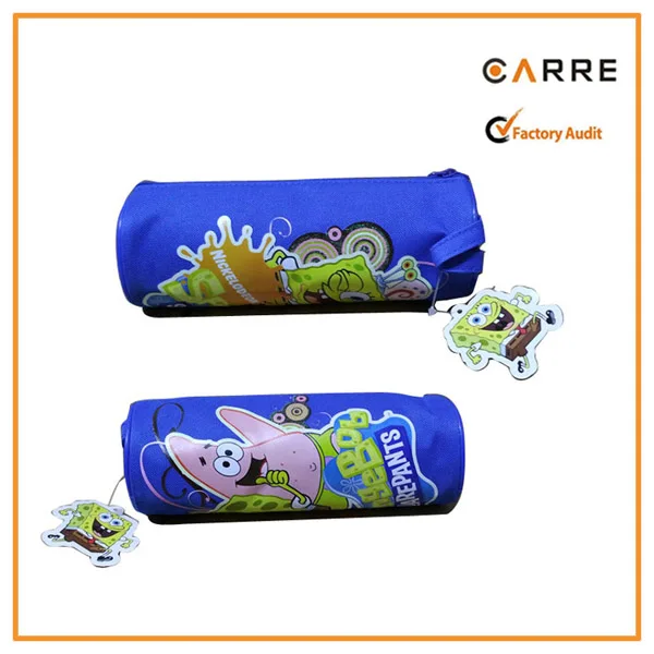 custom 600D cute dora cartoon printed round pencil case for kids