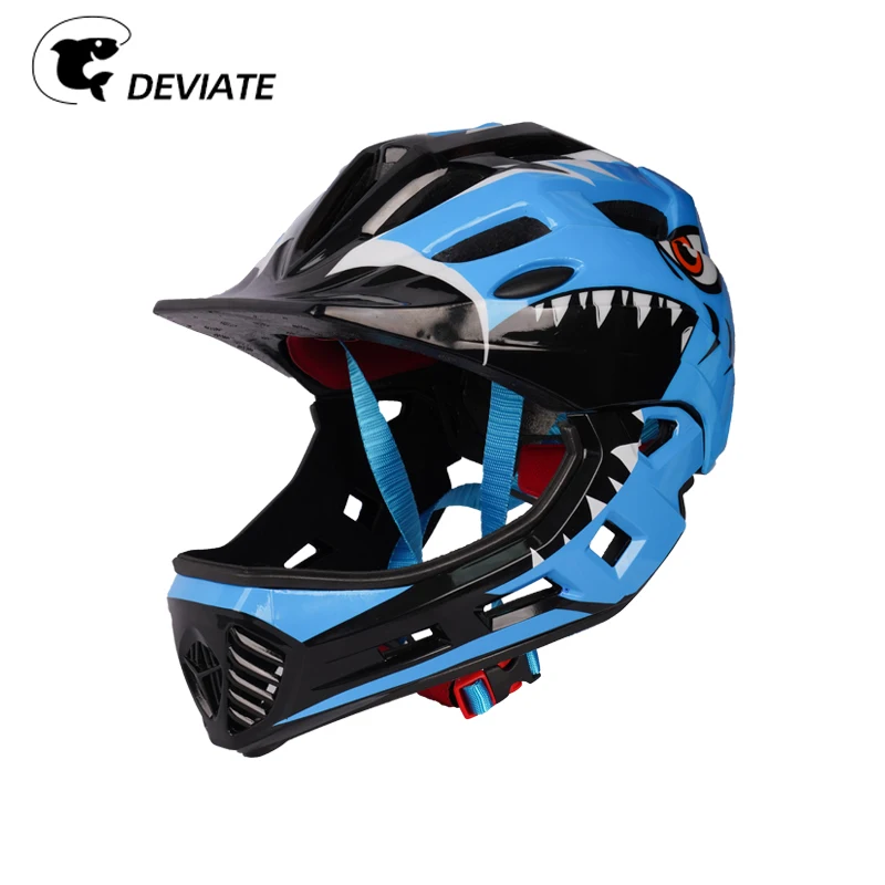 2024 ODM OEM Kids Blue Full Face Helmets Fashionable Downhill Off-Road Racing Motocross Bicycle Helmet for Boys and Girls