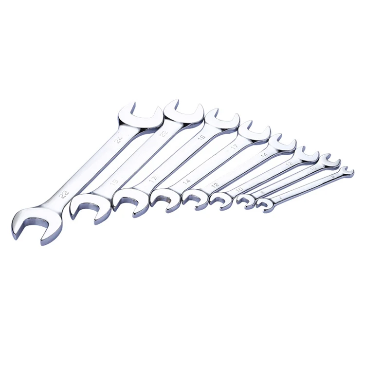 mirror surface double use CRV steel open end flat spanner