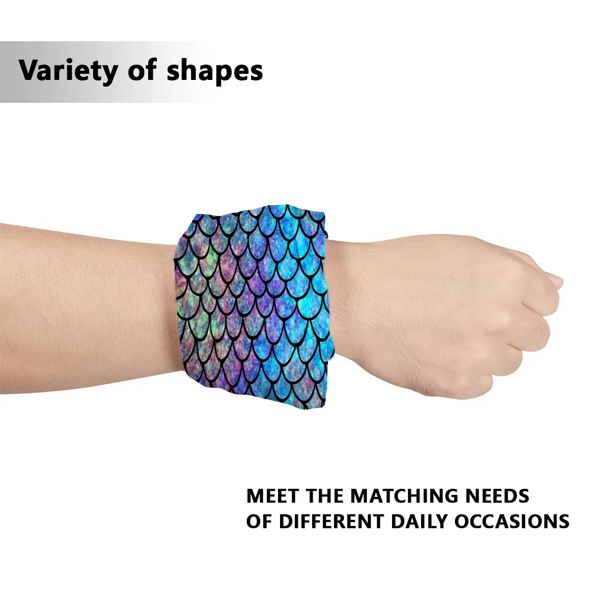 Premium Breathable Reusable Cloth Neck Gaiters Colorful Mermaid Scales Tube Bandanas Scarf Masks for Outdoor