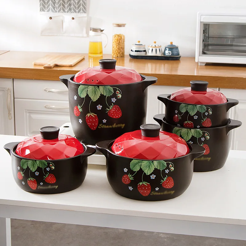 Ceramic casserole household open fire gas stove soup pot high temperature dry burning does not crack household casserole