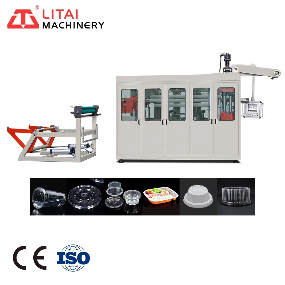 Fully Automatic Disposable Plastic Cups Vacuum Forming Machine With Packing