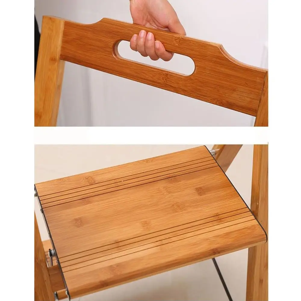 Bamboo Multifunction Ascend Small Ladder Stool Double Step Stool Bamboo Folding Ladder Stair Chair Household