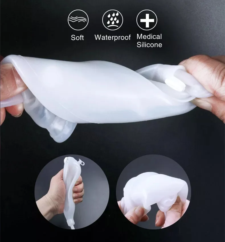 Male Urinal Bag Reusable Silicone Funnel Pee Sick In Bed Portable Incontinence Male Urine Container