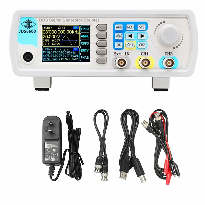 JDS6600-50M 50MHZ LCD Signal Generator Digital Control Dual-Channel DDS Function Signal Generator Frequency Meter Arbitrary