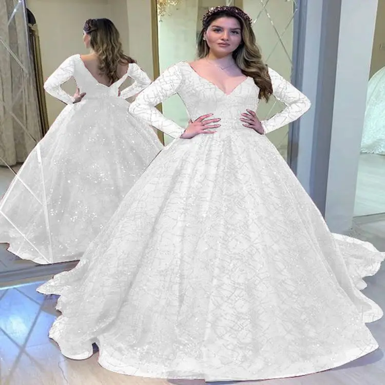 Sexy Ladies V Neck Sequin Cocktail Dresses Party Dress Women Wholesale Prom Long Sleeve Evening Dresses for Wedding