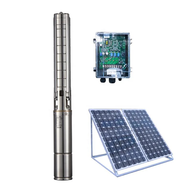 Submersible deep well solar panel powered dc water pump system
