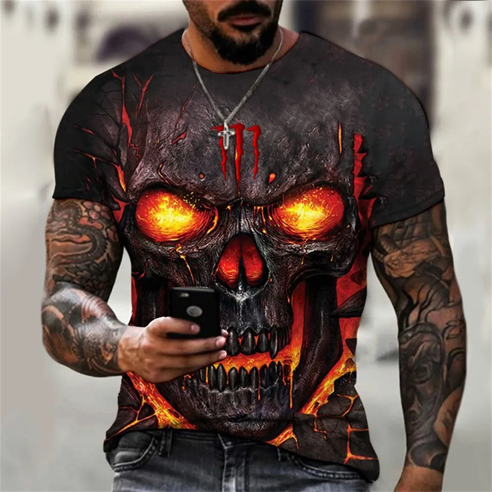 Metal Skull 3d Printed T Shirts Men Digital Printing Men All Over Print Tops 3d Shirt Hip Hop Tees Graphic Custom Clothing Shirt