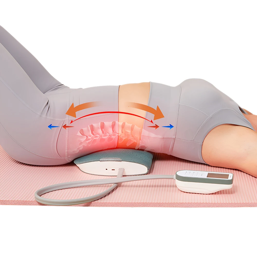 Electric Lumbar Traction Device Rechargeable Inflated Waist Back Stretcher Three Gears with Vibration Massager Heat Relaxation