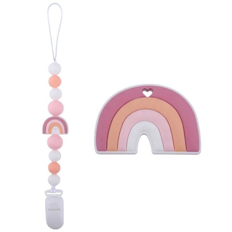 Personalised Sublimation Kids Teething Newborn Baby Accessory Soother Pacifier Clip Wooden Silicone In Pink