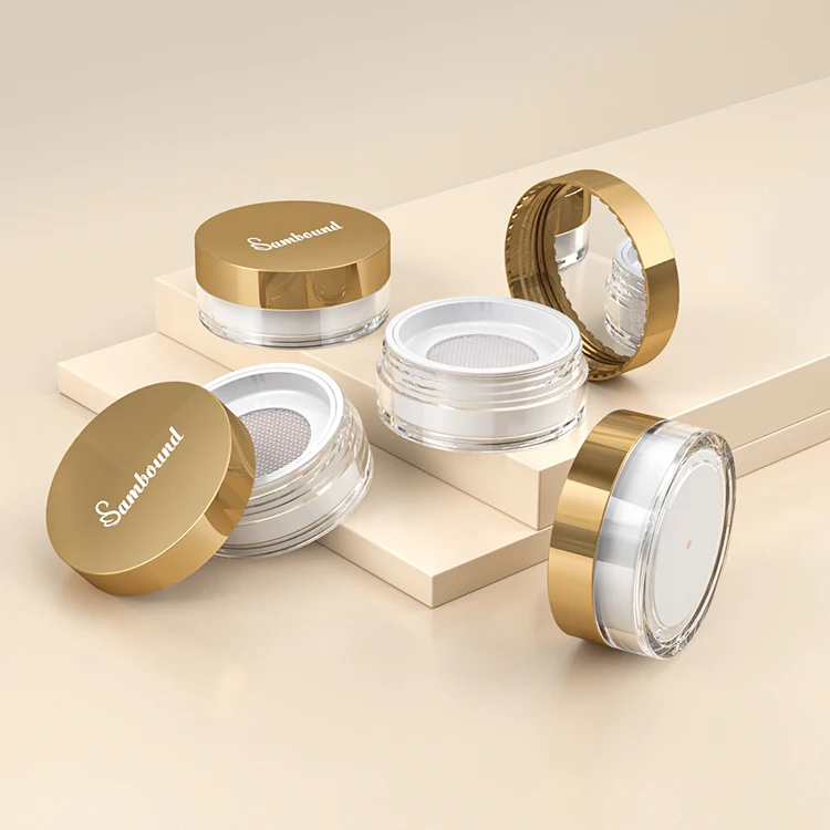 Custom plastic empty cosmetic loose glitter containers for loose powder with puff 20ml