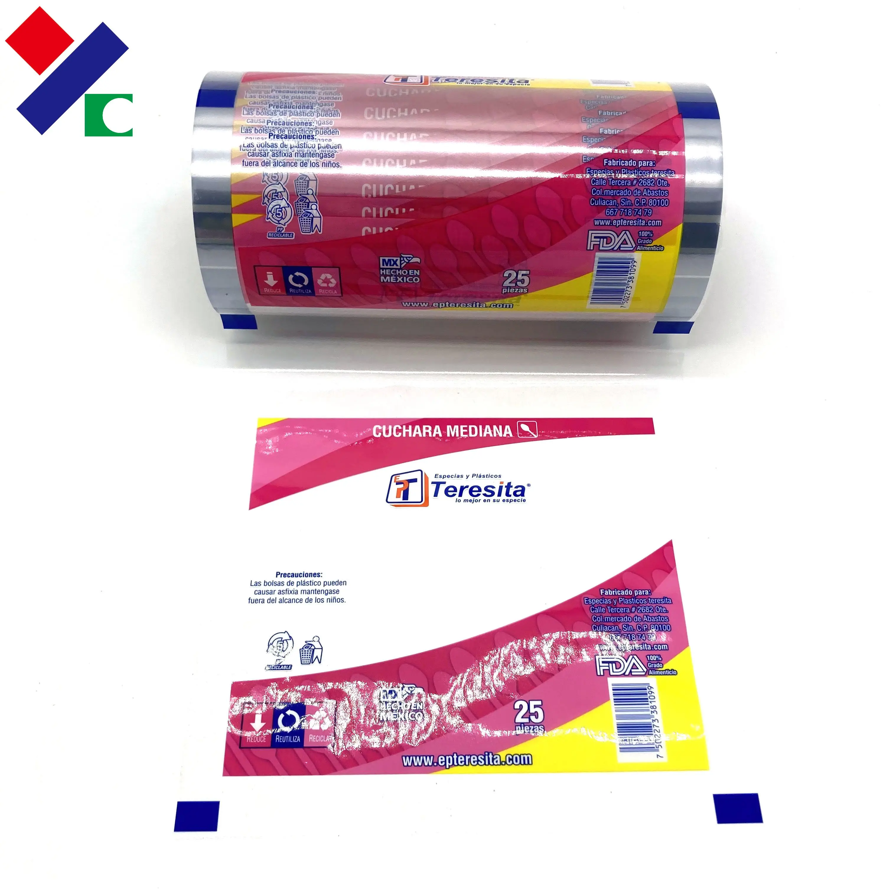 Custom Logo Food Packaging Plastic Auto Packing Film Roll For Snack