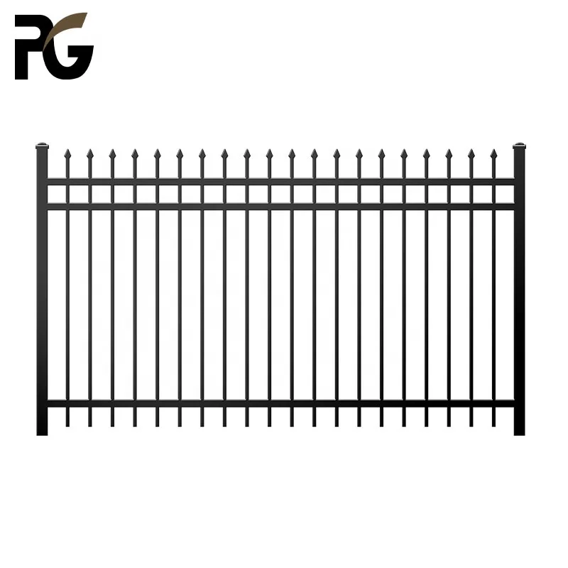 Home Garden Ornamental Black Decorative Metal Wrought Iron Steel Fence Aluminum Fence Rails