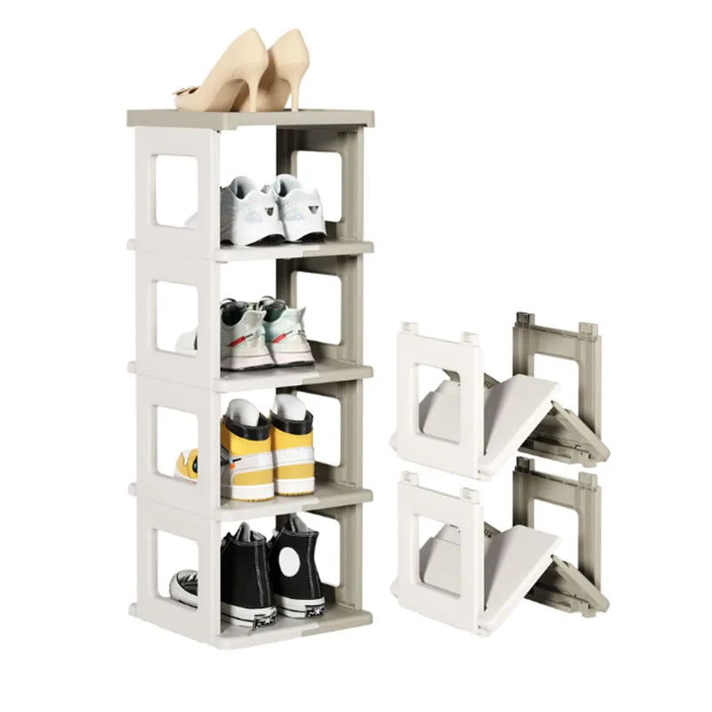HAIXIN Foldable Modern Household Shoes Rack Five-Tier Plastic Cabinet Shelf with Standing Installation Type
