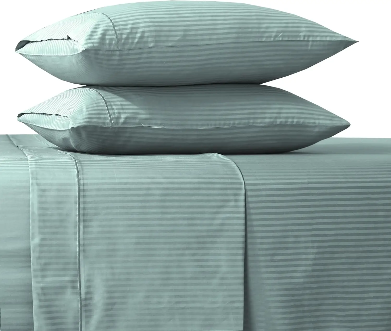 Premium Queen Size Cotton Weave Striped Bedding Bedsheets Deep Pockets Bed Sheet Set