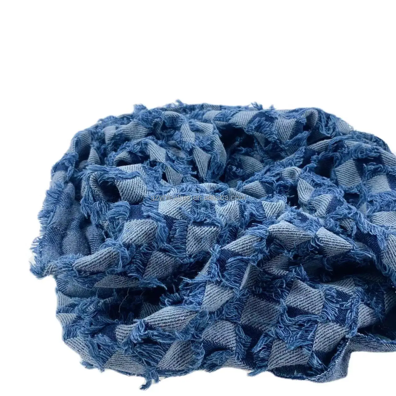 Shirt Bag Fabric Jacquard Chessboard Grid Plain for Jean Dress Denim Square Pattern Blue Tricot Knitted YARN DYED Roll Packing