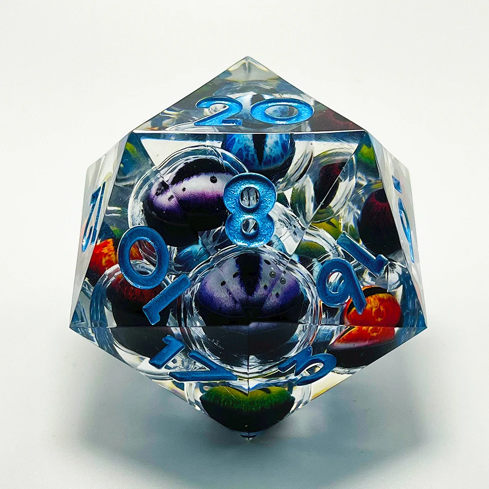 30mm 55mm Big Oversize sharp Edge Dice Liquid Core D20 Dnd Dragon Eye Resin Dice