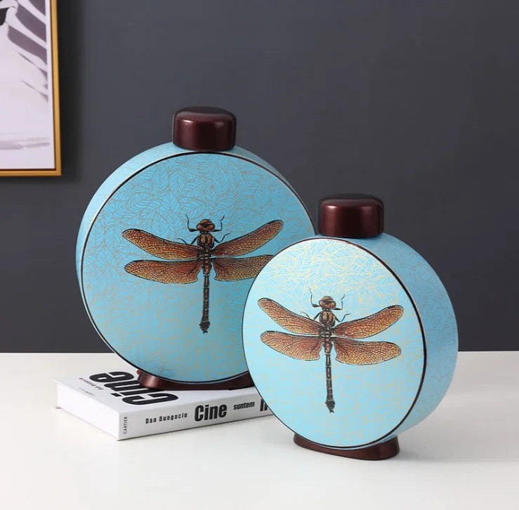 Chinese Ink Painting Craft Storage Tank Ancient Shelf Office Decoration Ceramic Ornament