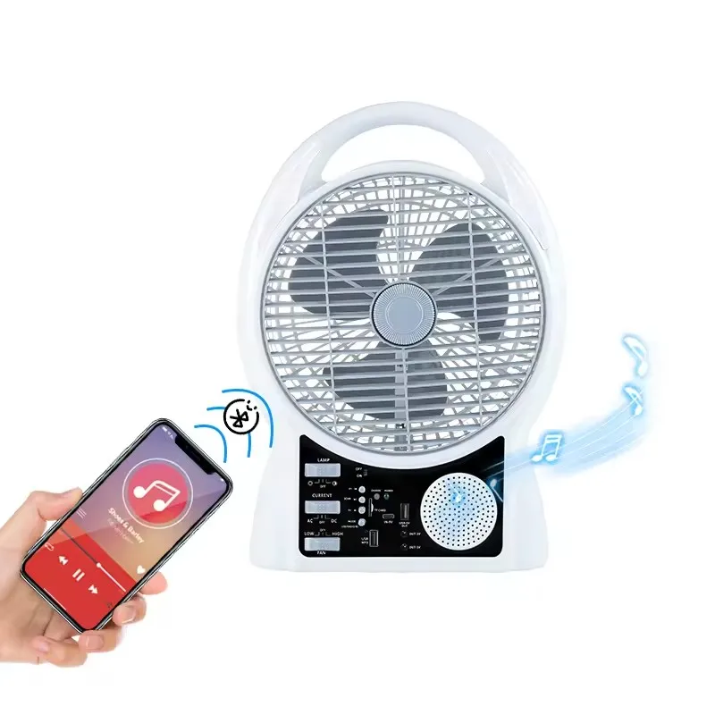 Energy-saving 8-inch Multifunctional Smart Fan With FM Radio TF Card USB MP3 5V DC Power Input Charging
