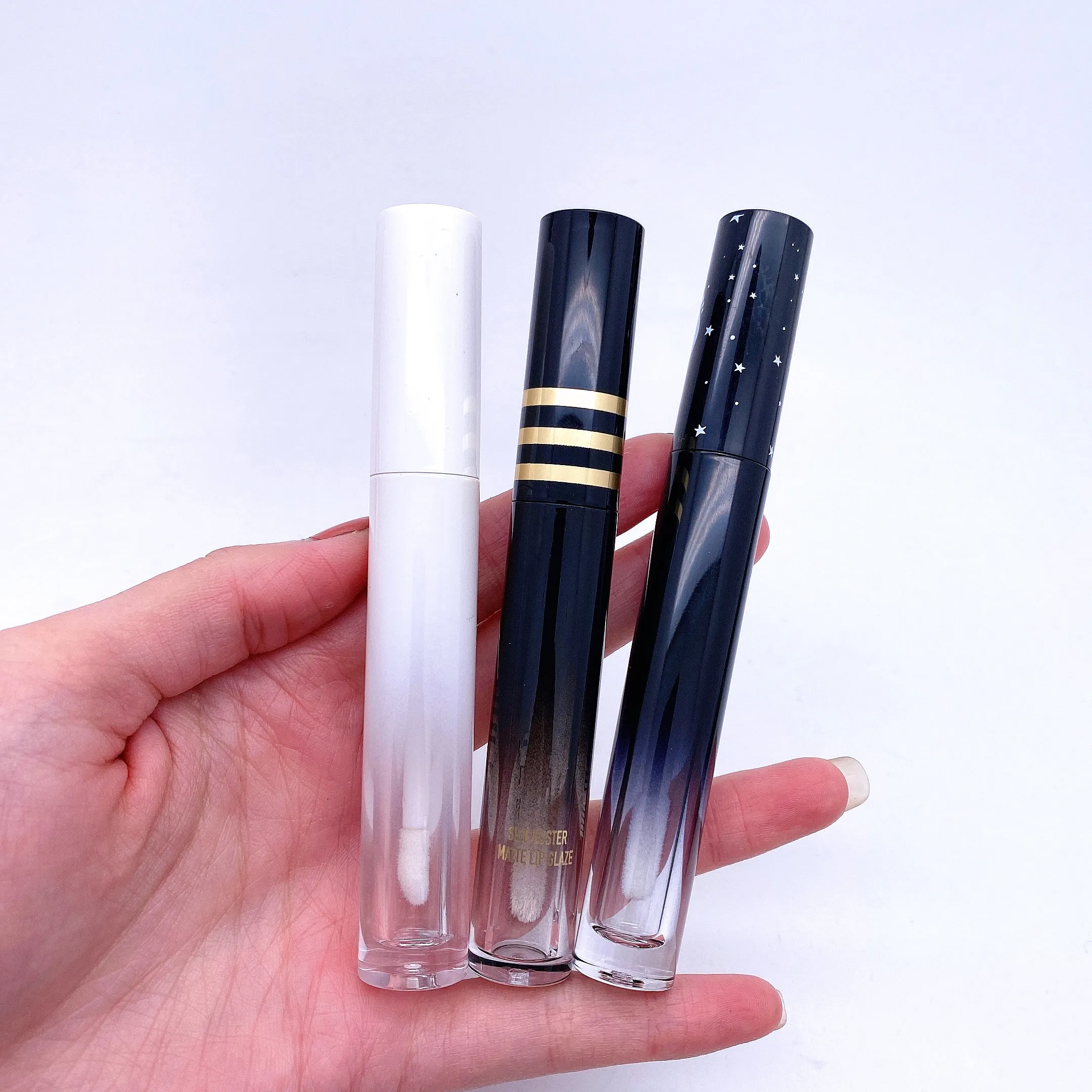 Black Wand Empty Brush Tip Bullet Bulk White Clear Lid Circle  Lip Gloss Tubes 10Ml Wholesale
