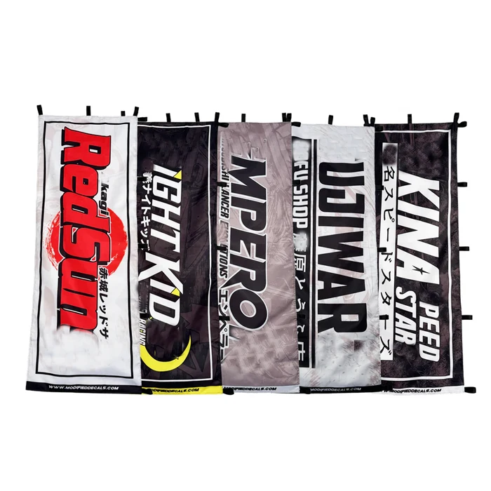 Nobori Flag With Printing Logo Full Color Cheap 100% Polyester Double Sided Car Racing Decoration Custom Japanese Nobori Flag