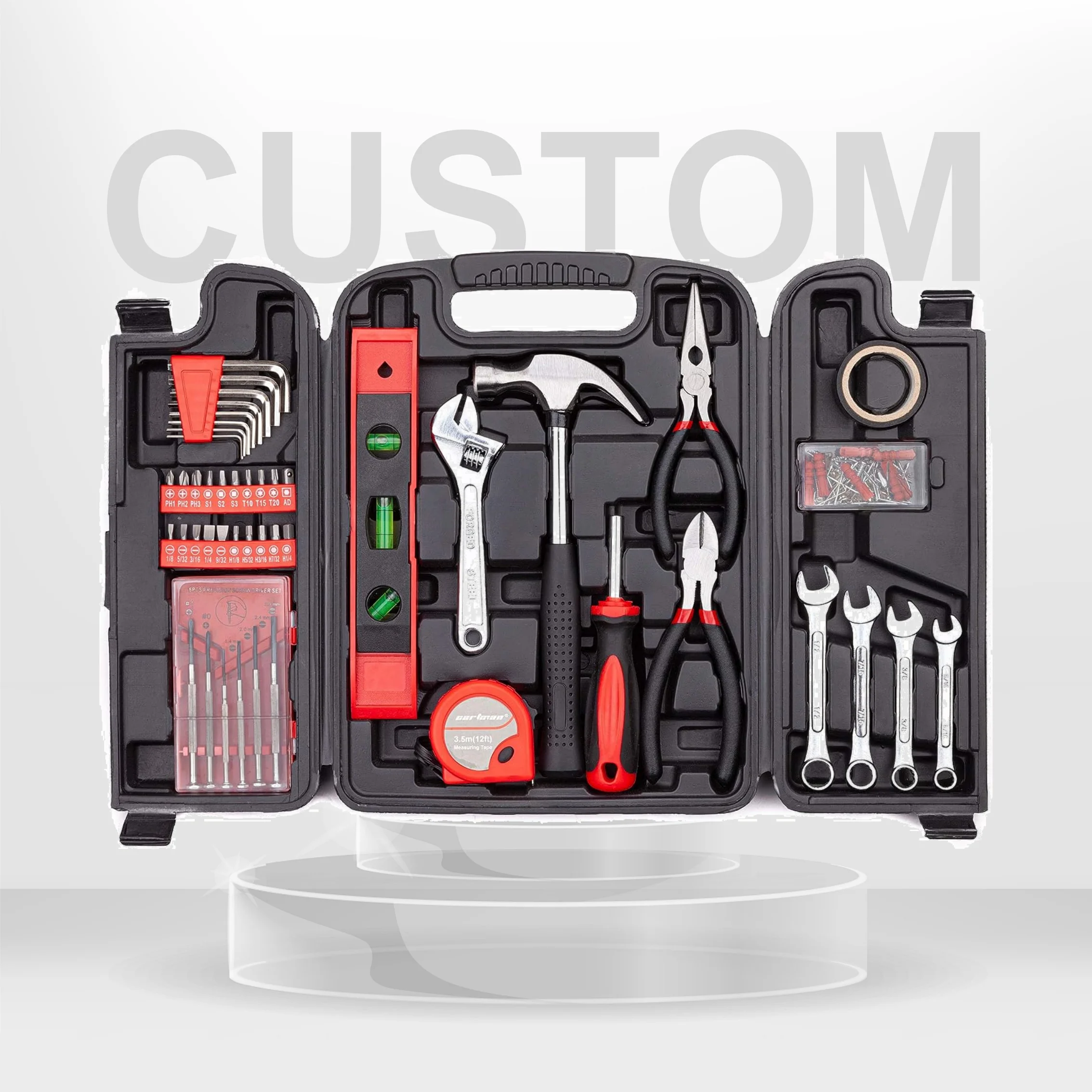 Peaktop 136 Piece Plastic Toolbox Storage Case Tool Set General Household Hand Tool Kit