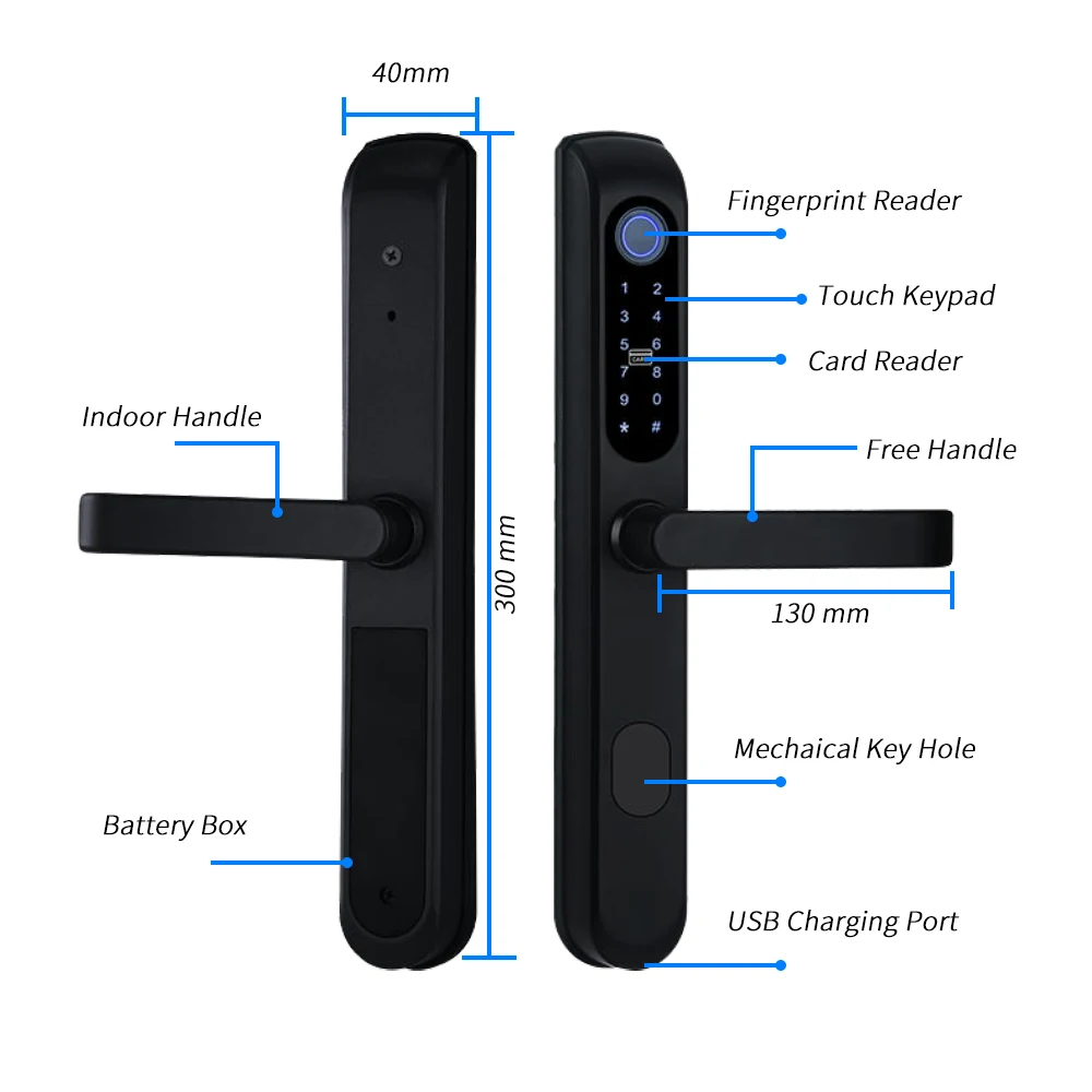 2022 Wifi Fingerprint Recognition fingerprint camera and intercom smart lock for sliding glass door