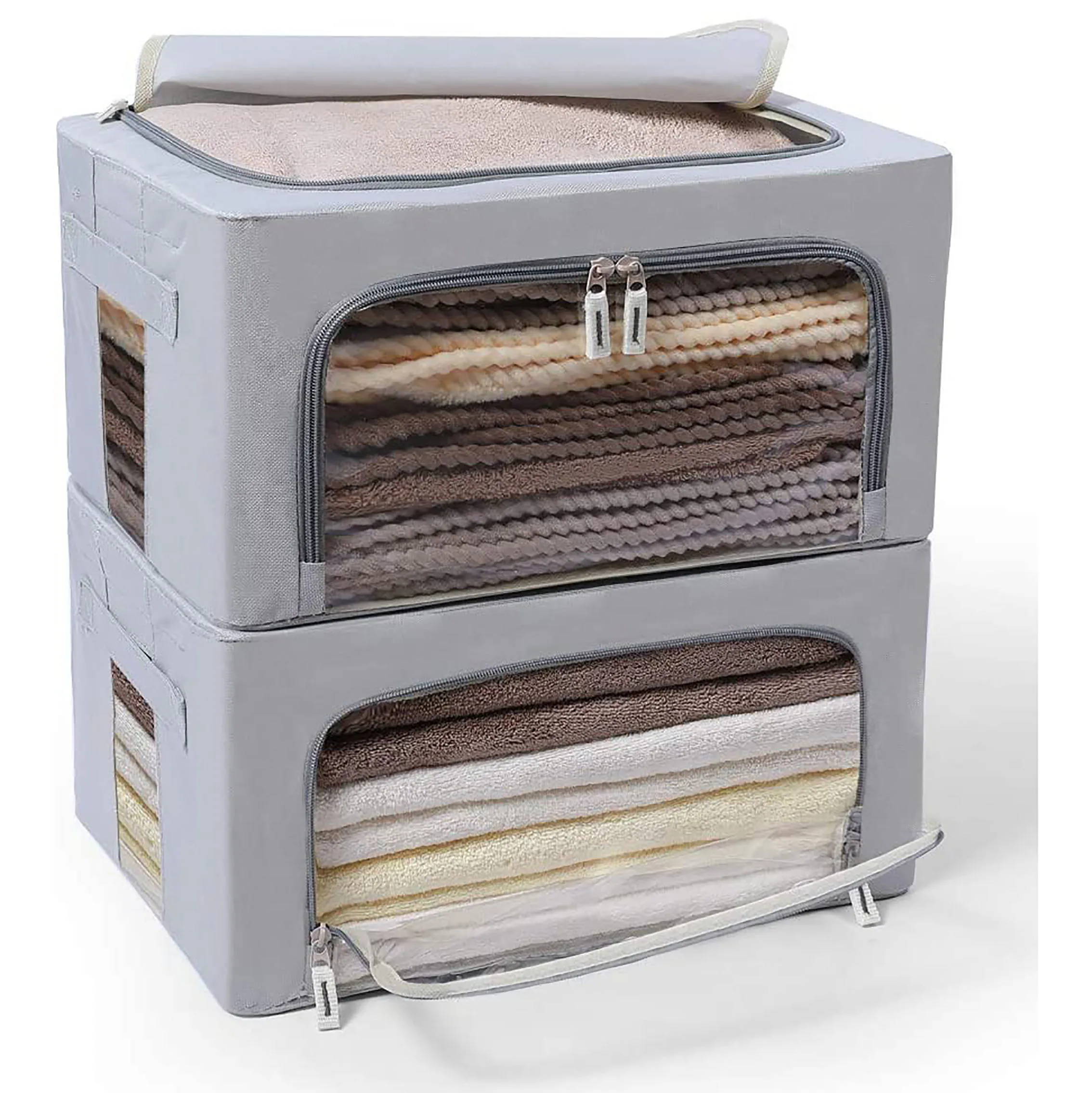 Household Waterproof Fabric Clothes Storage Boxes with Clear Window Supplier Large Capacity Clothes Storage Bins