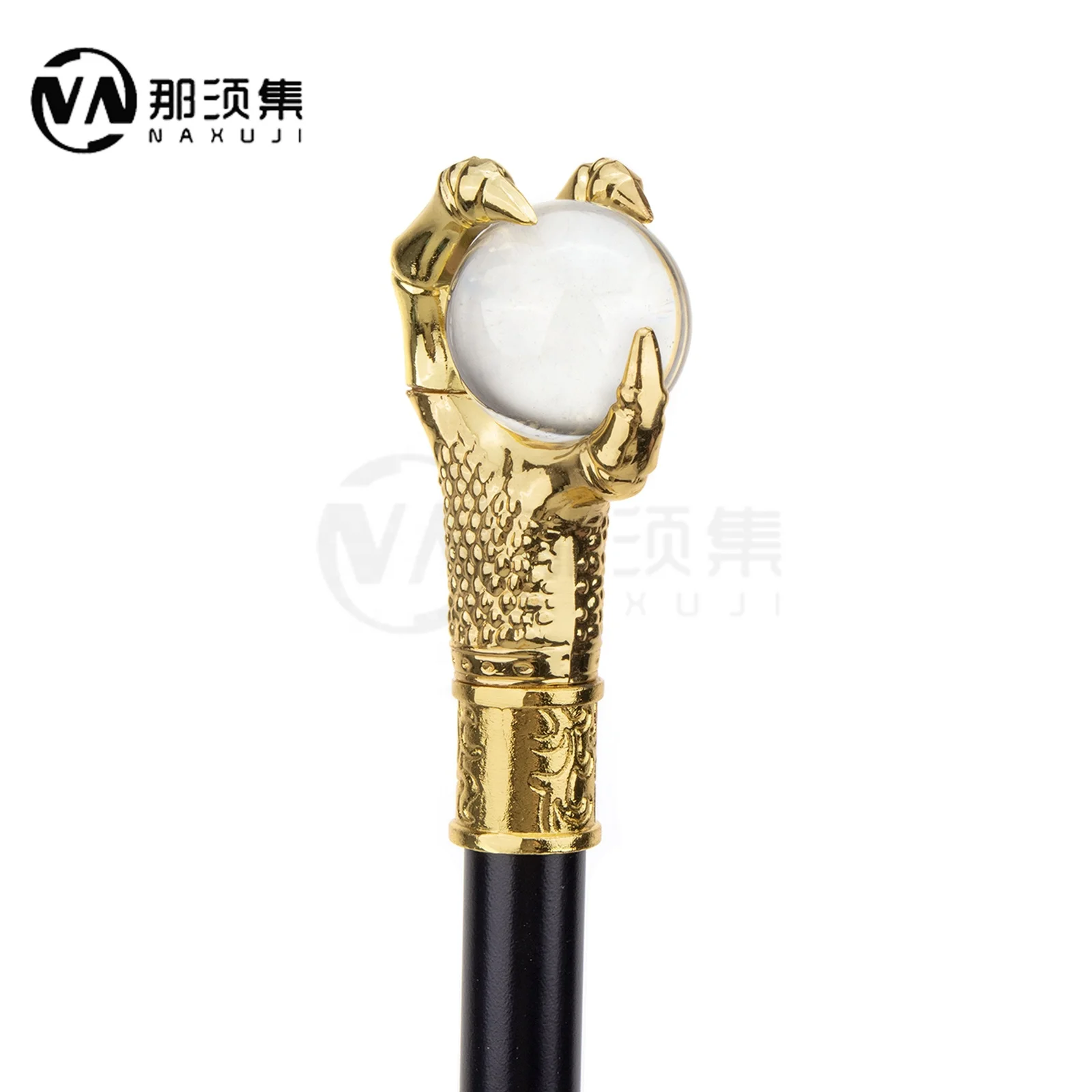 Golden Dragon Claw Grasp Glass Ball Walking Cane Fashion Decorative Walking Stick Gentleman Elegant Cosplay Knob Crosier 93cm