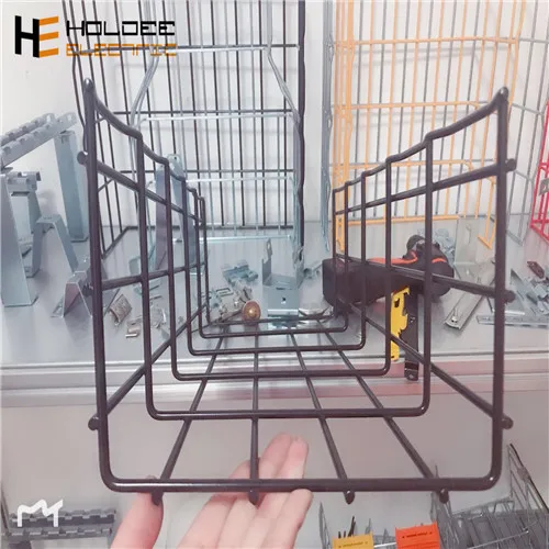 light powder coated galvanized steel basket type wire mesh cable tray 500mm with crimped top wirewith cover weight
