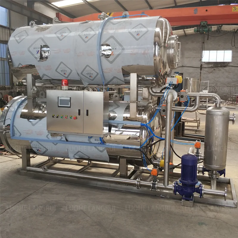 Vertical double tank fully automatic Industrial retort canned food retort for meat