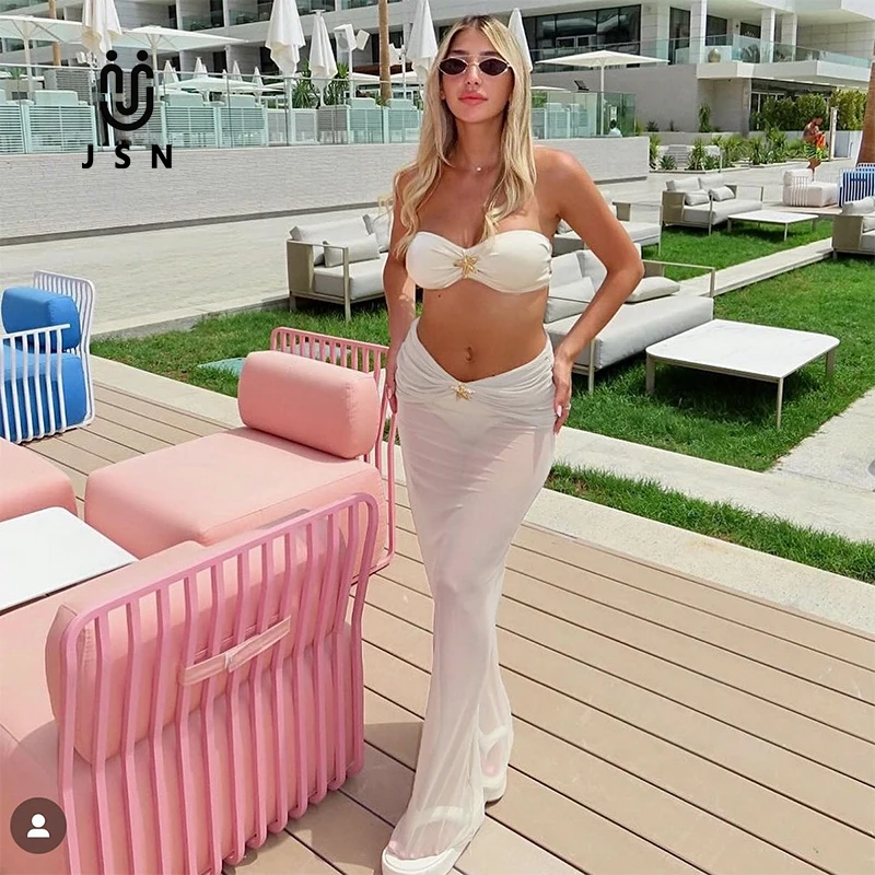 JSN 3 Piece Bikini Women Swimsuit Female Swimwear Sexy Bikini Set Swimming Suit Bathing Suit Cover Ups