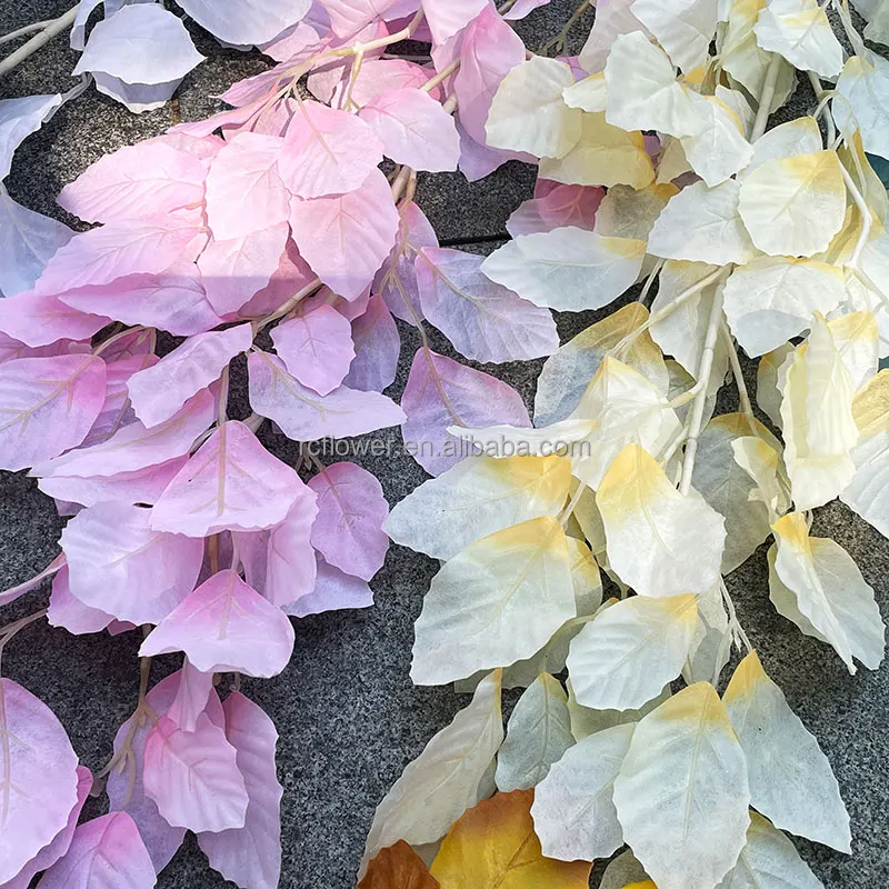 Factory Wholesale Silk Plants Leaves White Artificial Silk Greenery Leaves For Wedding Events Decor