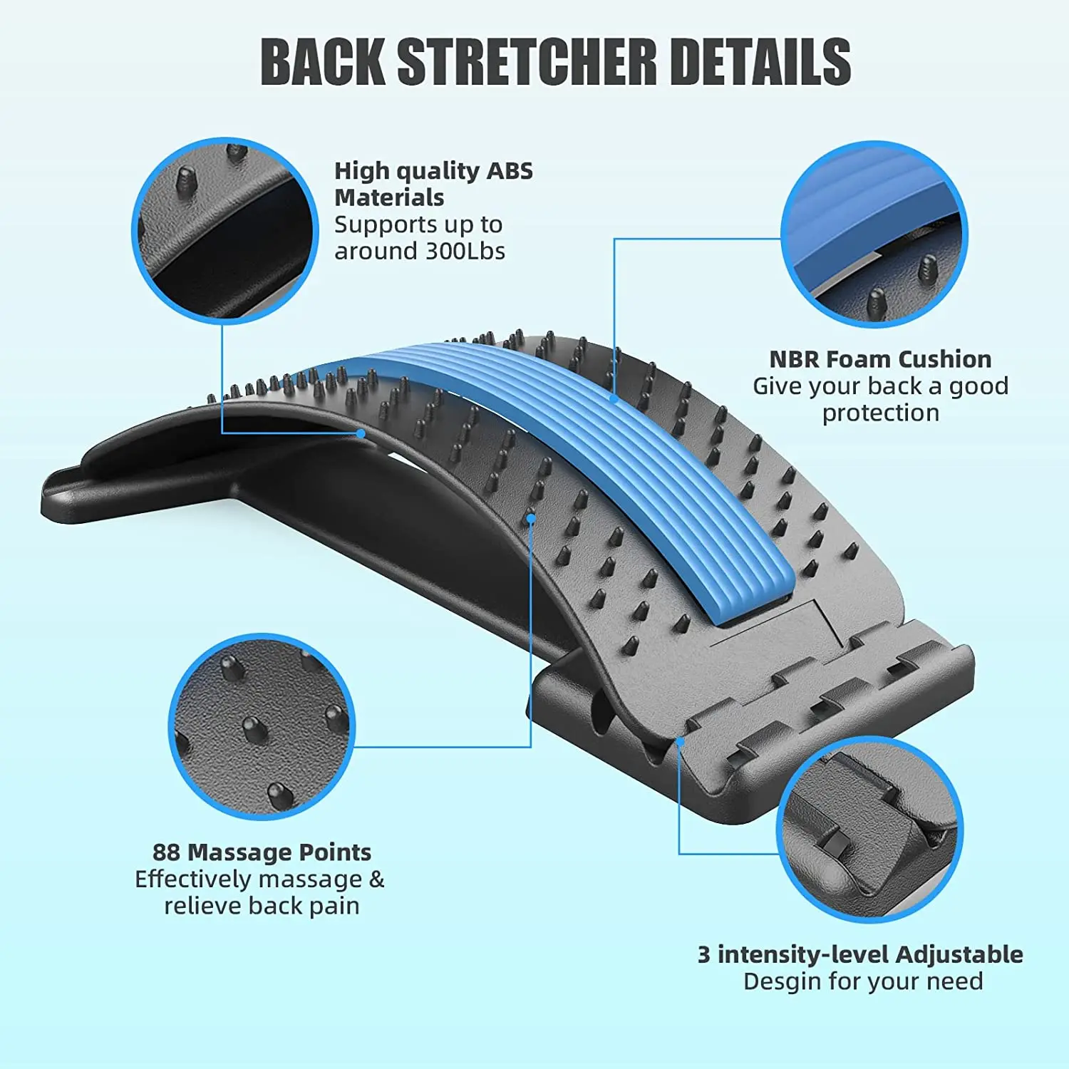 Spine Deck Board 3 Adjustable Settings Back Cracker Stretcher Back Pain Relief Device with Magnet
