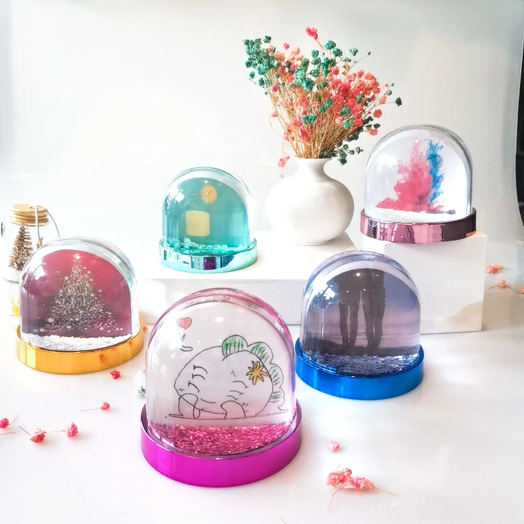 Wholesale Unicorn Snow Ball Photo Frame Nice Crystal Water Images Plastic Frame