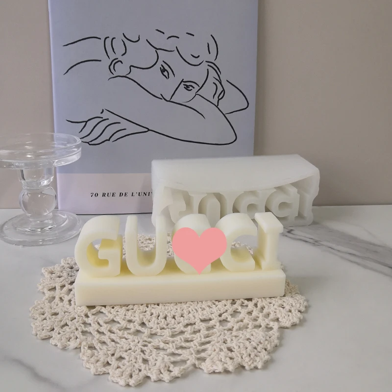 DIY Decoration Resin Crafts Casting Epoxy Resin Molds Big Letters Luxury Brand Logo candle mold silicone rubber
