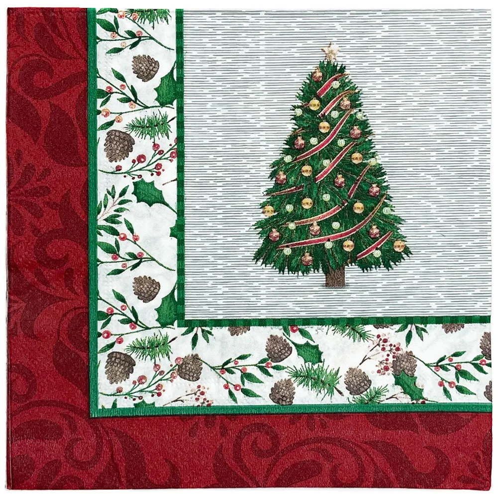 Disposable Holiday Christmas Cocktail Napkins Paper Serviette 2ply Printed Party Celebration Decorative Paper Table Napkin