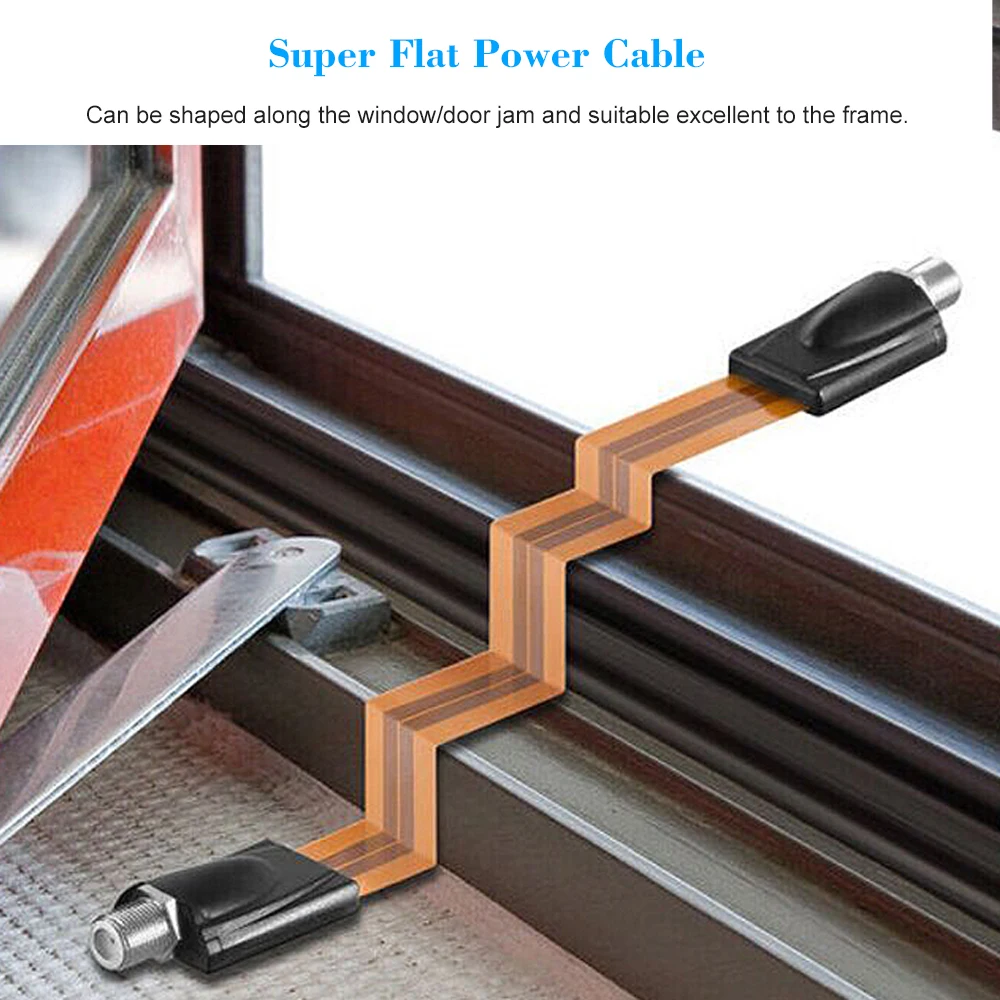 Flat COAX Cables for Slim Windows and Doors Satellite TV HDTV Antenna