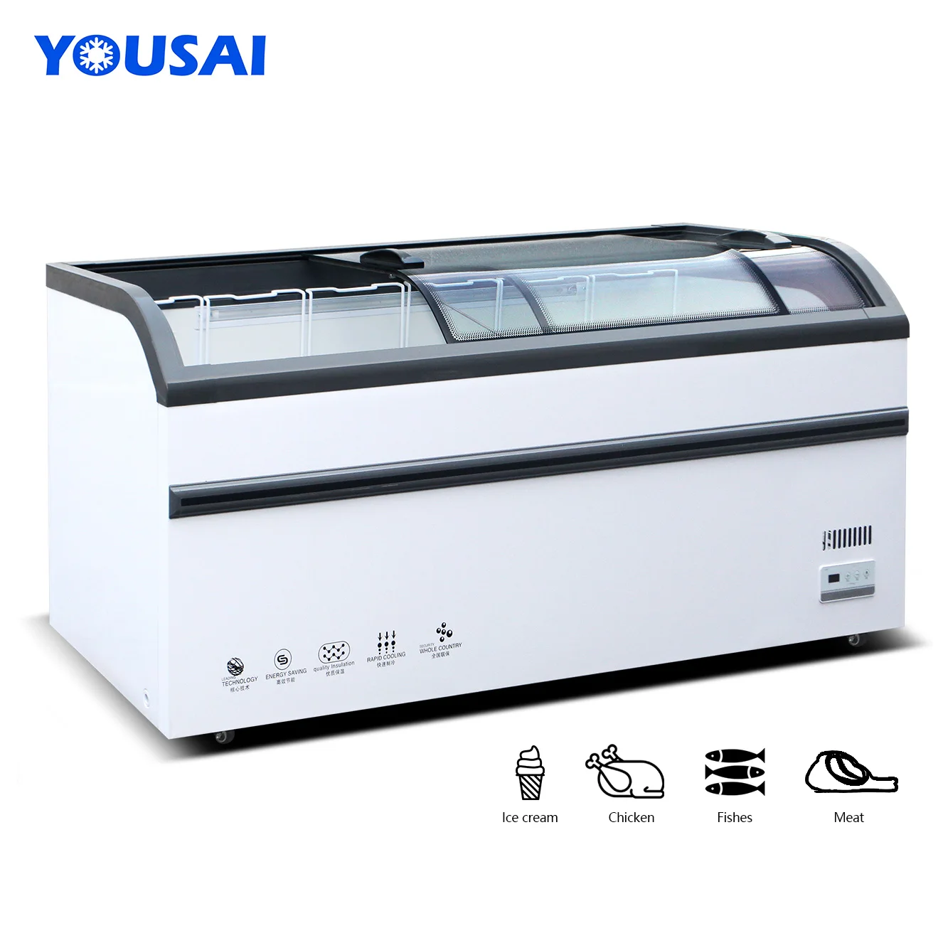 Комбинированный коммерческий шкаф для супермаркетов, дисплей, морозильная камера, холодильная стеклянная дверь, глубокая морозильная камера для рыбы, морепродуктов
