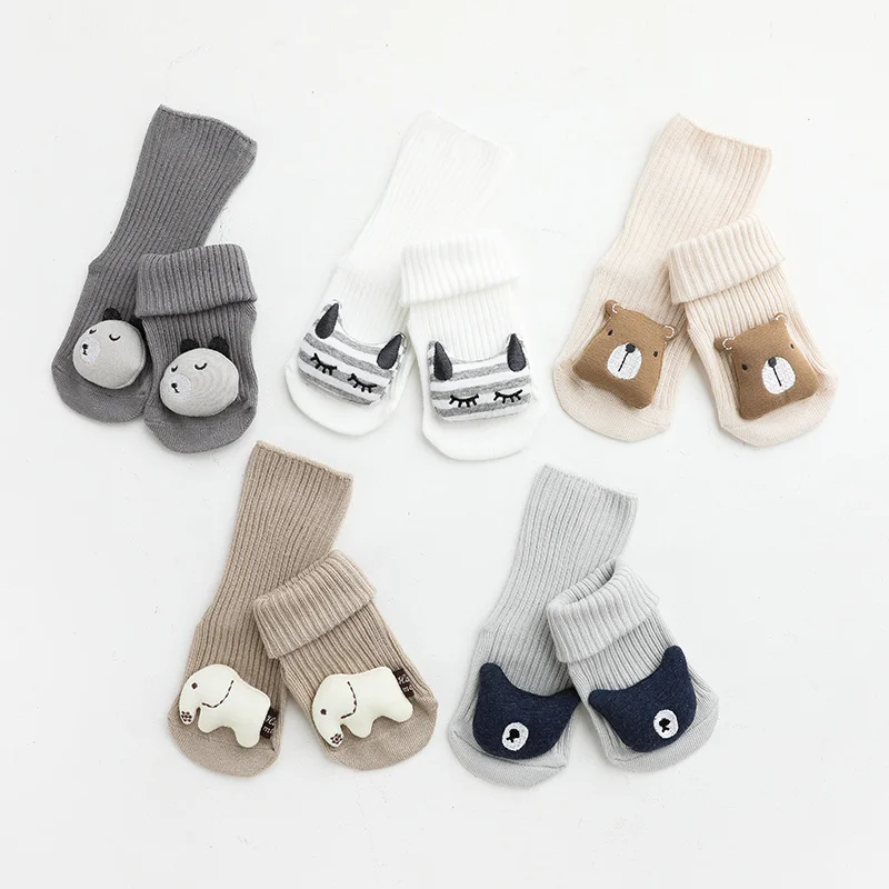 3D Cute Cartoon Baby Accessories Stocking Cotton Gripper Socks Warm Knitted Kids Socks Toddler Anti Slip Floor Socks