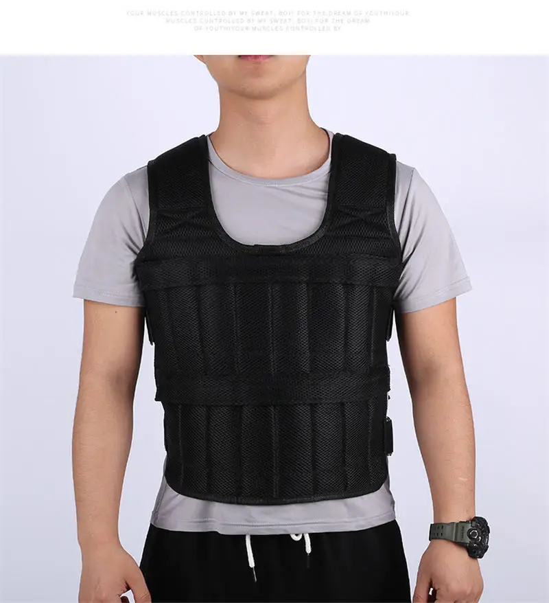 35KG Loading Weight Vest For Boxing Weight Training Workout Fitness Gym Equipment Adjustable Waistcoat Jacket Sand Clothing