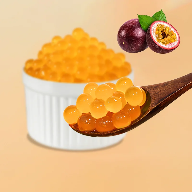 High Premium Ingredient Passion Fruit Popping Boba Pearl Bubble Tea Authentic Flavors Bobas for Drinks Halal Certification