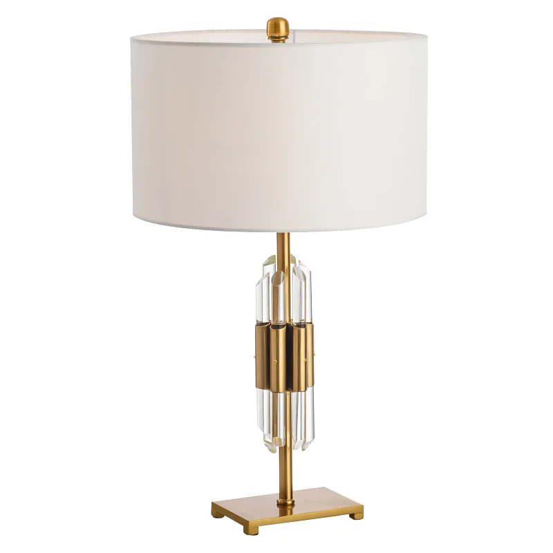 
Electroplating Bronze Decorative Table Lamp Hotel LED Table Light Transparent Tube Crystal Creative Bedside Light 