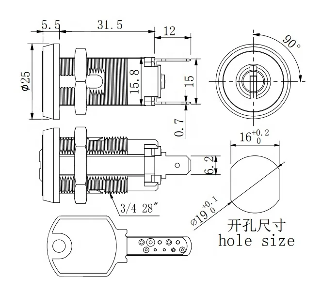 China security electric key cylinder combination gate door lock