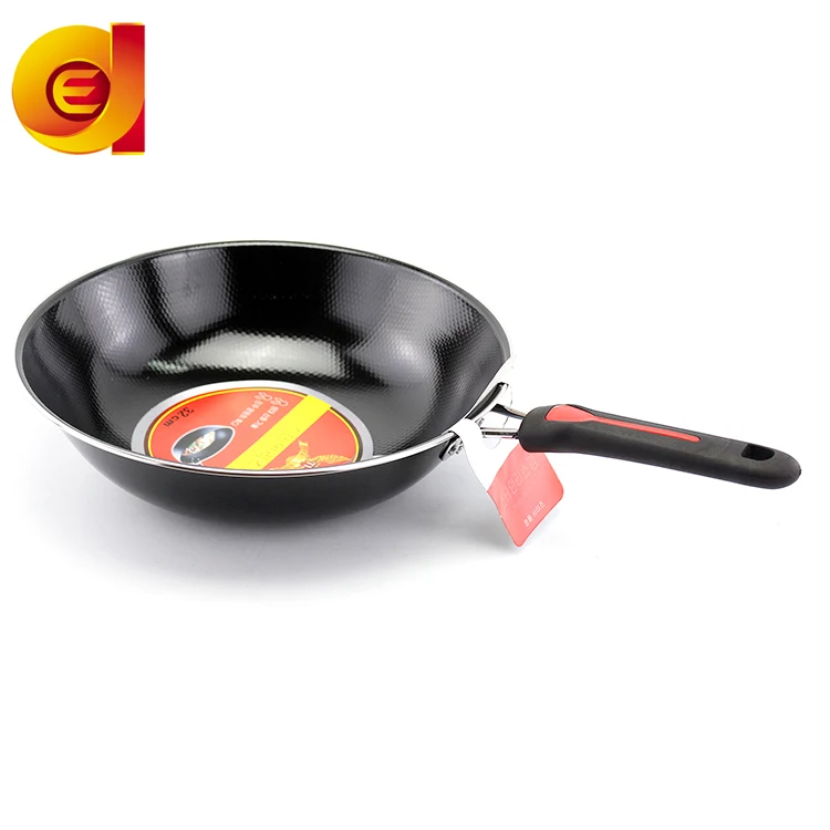 
High quality enamel non-stick bottom frying pot with single handle 